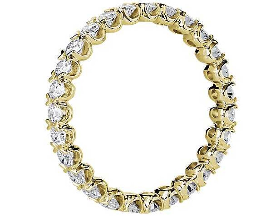 Women'S Rings | Blue Nile V-Prong Pav Diamond Eternity Ring In 14K Yellow Gold (1 Ct. Tw.)