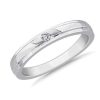 Men'S Rings | Blue Nile Diagonal Channel Set Round Solitaire Diamond Ring In Platinum (.05 Ct. Tw.)