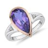 Rings | Blue Nile Two-Tone Pear-Shaped Amethyst And Diamond Fashion Ring In 14K Rose And White Gold (14X7Mm)