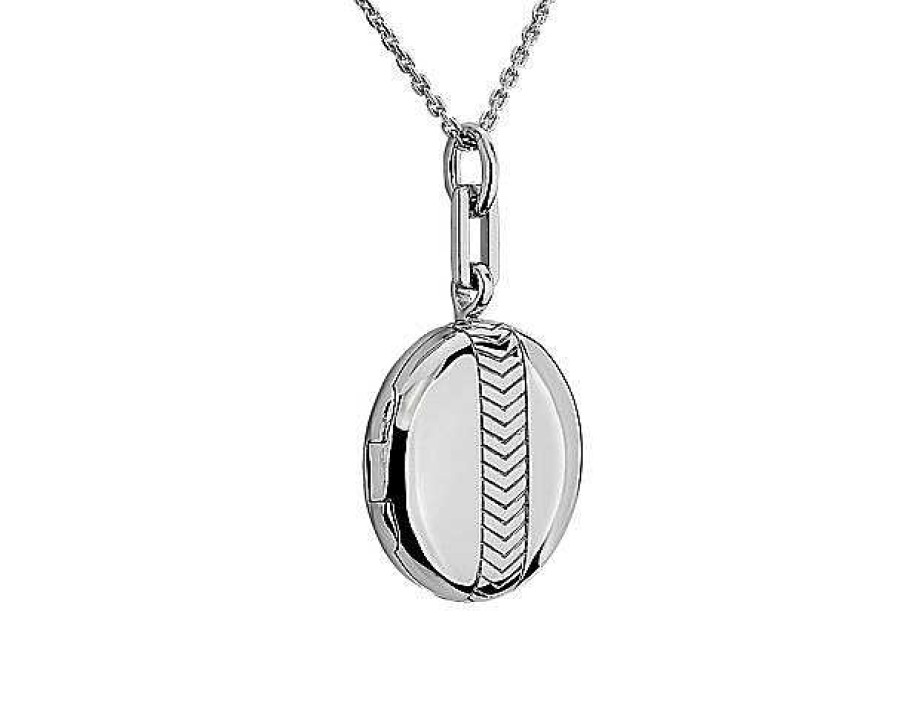 Necklaces | Blue Nile Round Chevron Locket In Sterling Silver