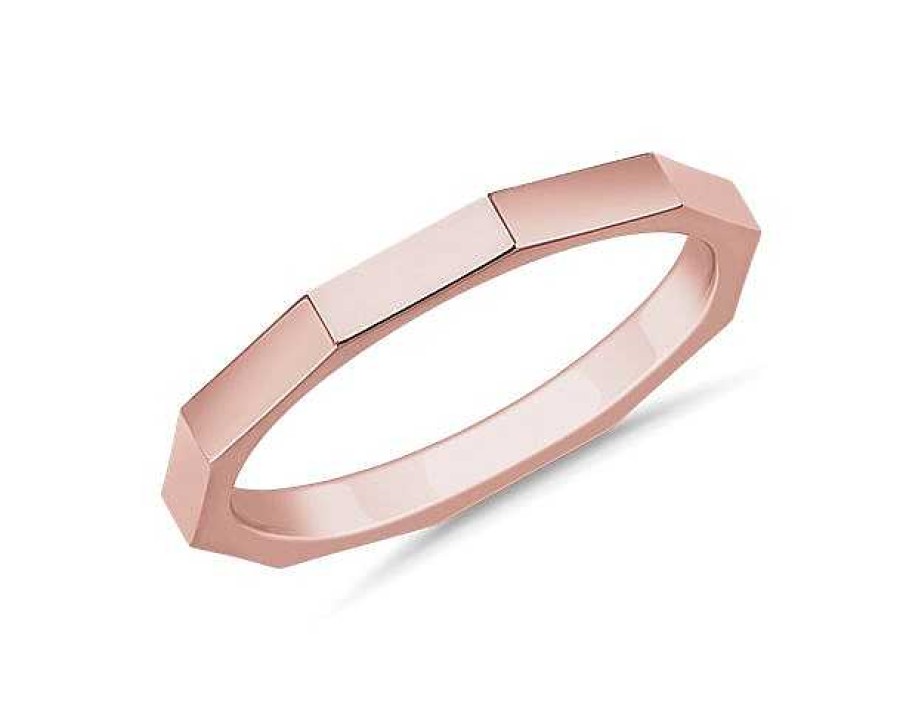 Women'S Rings | Blue Nile Stackable Rectangle Edged Ring In 18K Rose Gold (2Mm)