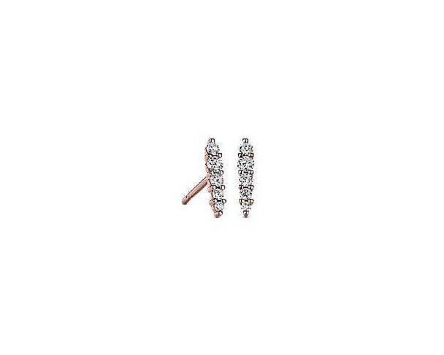 Earrings | Blue Nile Mini Diamond Climber Stud Earrings In 14K Rose Gold (1/5 Ct. Tw.)