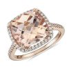 Rings | Blue Nile Cushion-Cut Morganite Diamond Halo Cocktail Ring In 14K Rose Gold (10.5Mm)