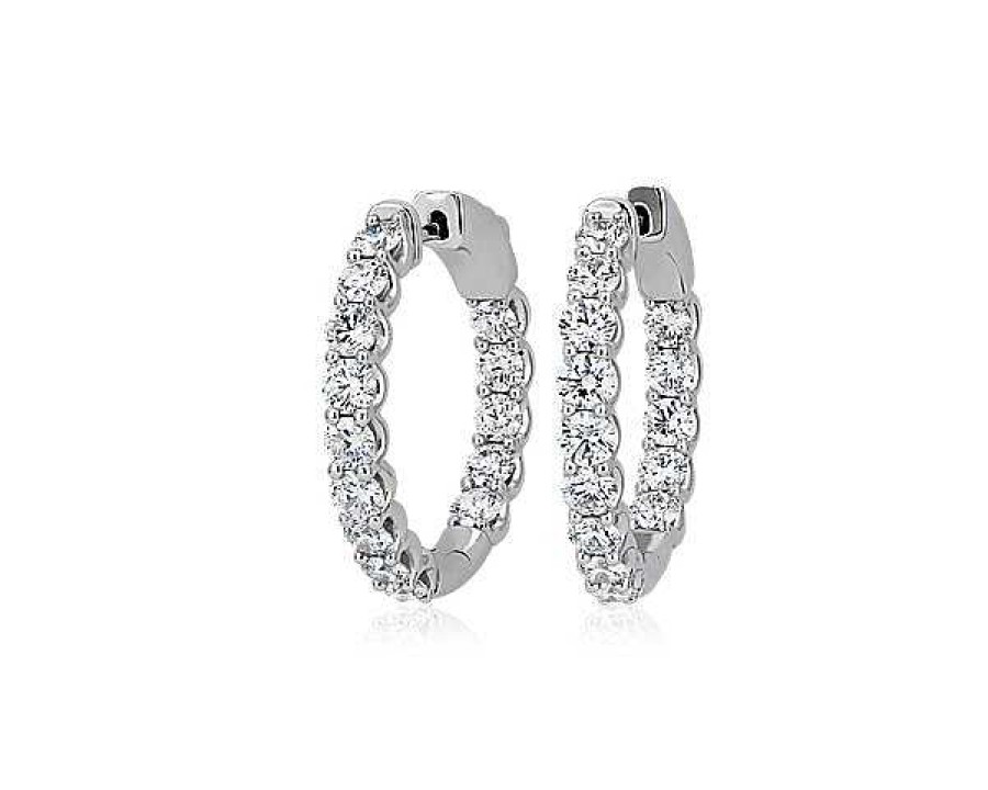 Earrings | Blue Nile Selene Diamond Eternity Hoop Earrings In 14K White Gold (1 3/4 Ct. Tw.)