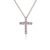 Necklaces | Blue Nile Petite Pink Sapphire Cross Pendant In 14K Rose Gold