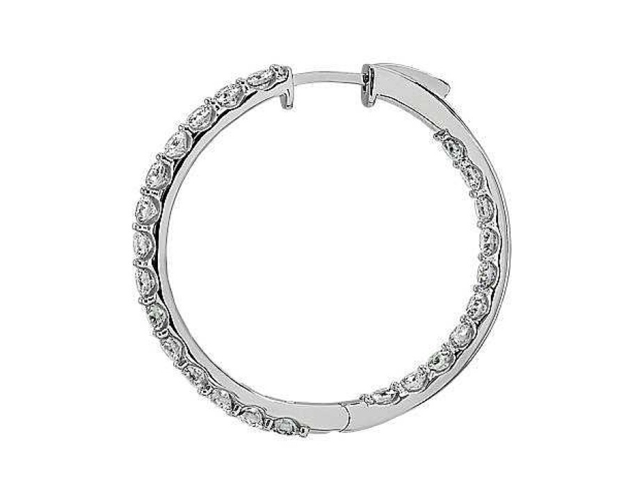 Earrings | Blue Nile Lab Grown Diamond Eternity Hoop Earrings In 14K White Gold (5 Ct. Tw.)