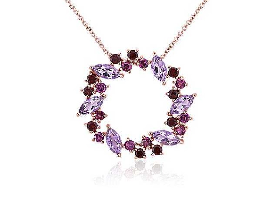 Necklaces | Blue Nile Rhodolite And Amethyst Wreath-Shaped Pendant In 14K Rose Gold