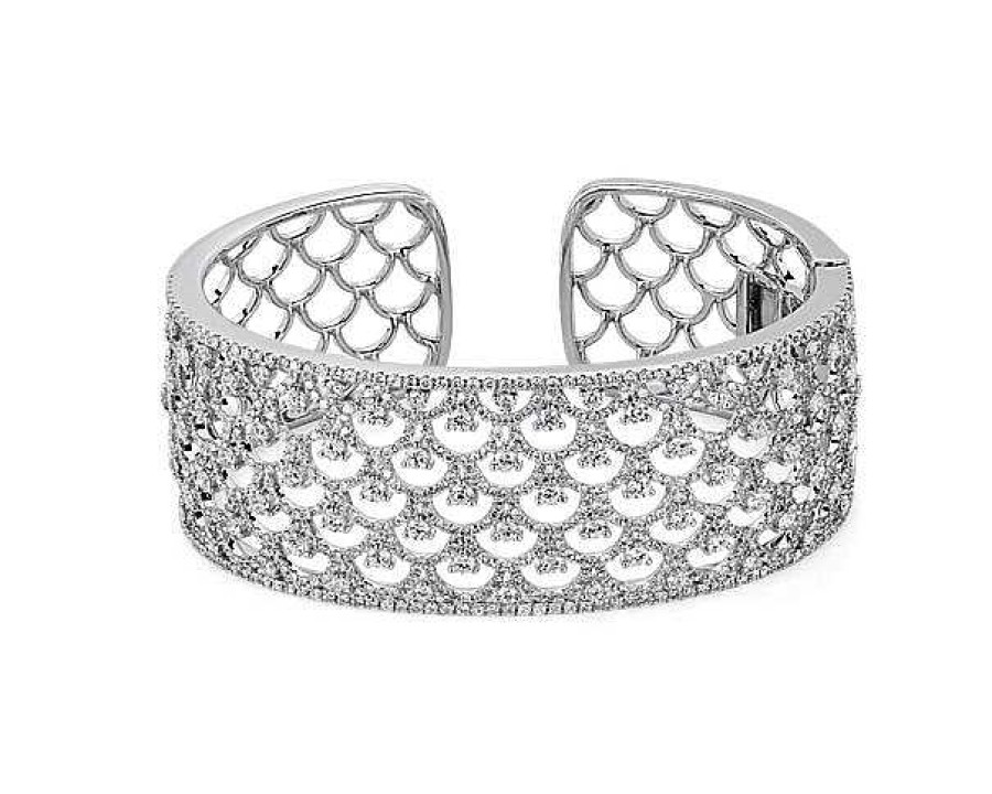 Bracelets | Blue Nile Extraordinary Collection: Diamond Pattern Cuff In 18K White Gold (6 3/4 Ct. Tw.)