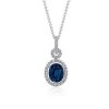 Necklaces | Blue Nile Floating Sapphire And Diamond Oval Twisted Pav Pendant In 18K White Gold (9X7Mm)