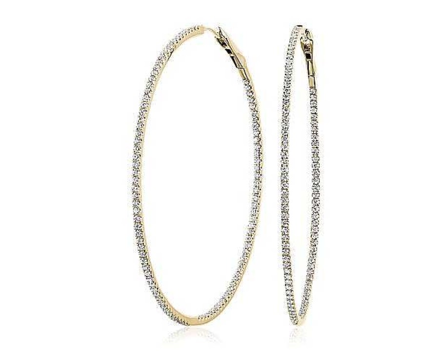 Earrings | Blue Nile Dazzling Diamond Eternity Hoop Earrings In 14K Yellow Gold (2 Ct. Tw.)