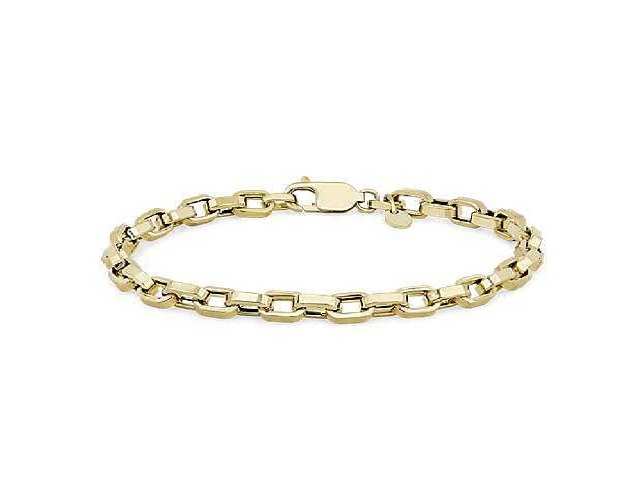 Bracelets | Blue Nile 7.5" Squared Open Link Bracelet In 14K Yellow Gold (4.6Mm)