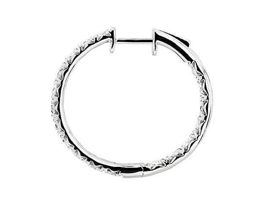 Earrings | Blue Nile Diamond French Pav Inside Out Hoop Earrings In 14K White Gold (5 Ct. Tw.)