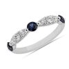 Rings | Blue Nile Alternating Round Sapphire And Diamond Band In 14K White Gold