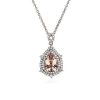 Necklaces | Blue Nile Pear Shaped Morganite And Diamond Double Halo Pendant In 14K Rose Gold