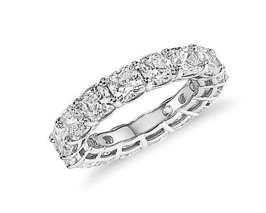 Women'S Rings | Blue Nile Cushion Cut Diamond Eternity Ring In 14K White Gold (7 Ct. Tw.)