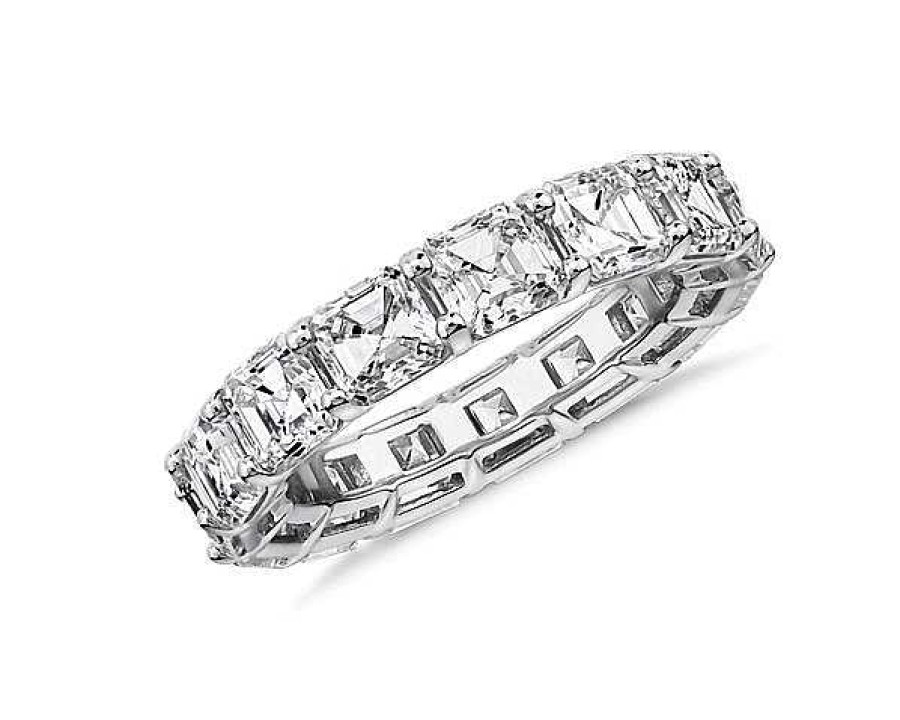 Women'S Rings | Blue Nile Asscher Cut Diamond Eternity Ring In 14K White Gold (7 Ct. Tw.)