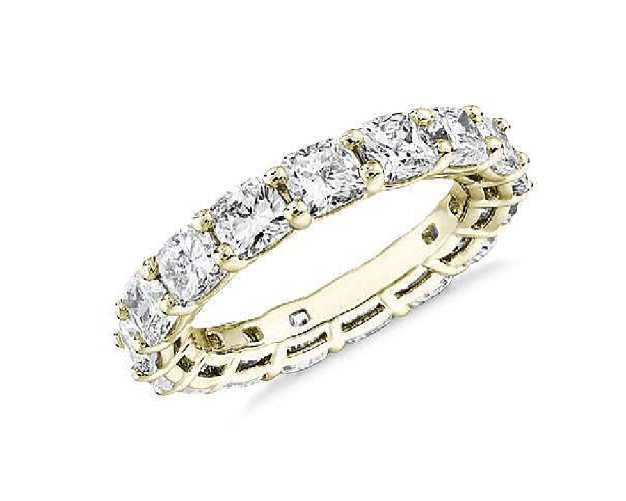 Women'S Rings | Blue Nile Cushion Cut Diamond Eternity Ring In 14K Yellow Gold (5 Ct. Tw.)