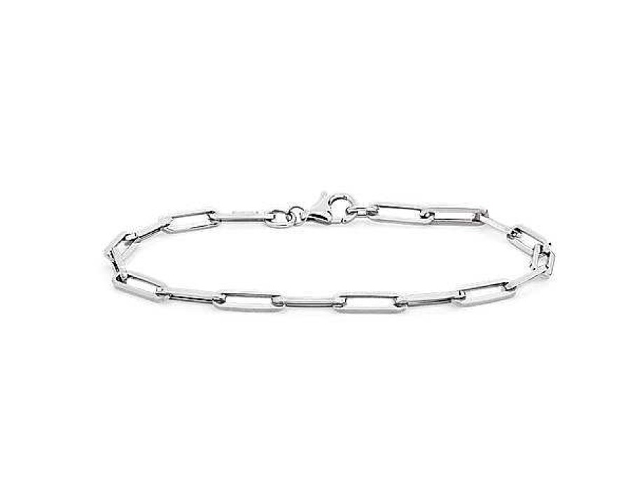 Bracelets | Blue Nile 7.5" Paperclip Bracelet In 14K Italian White Gold (4 Mm)