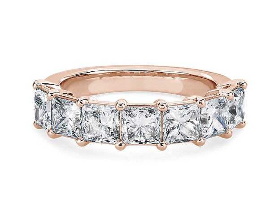 Women'S Rings | Blue Nile Seven Stone Princess Lab Grown Diamond Ring In 14K Rose Gold (3 Ct. Tw.)