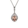 Necklaces | Blue Nile Pear Shaped Morganite And Double Diamond Halo Pendant In 14K Rose Gold