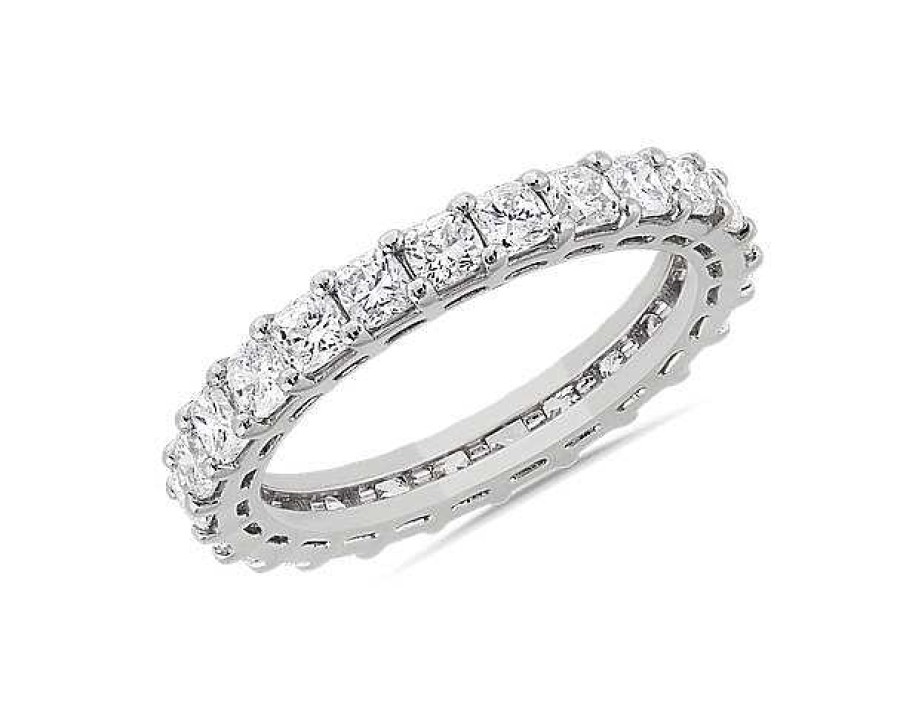 Women'S Rings | Blue Nile Cushion Cut Diamond Eternity Ring In 14K White Gold (2 Ct. Tw.)