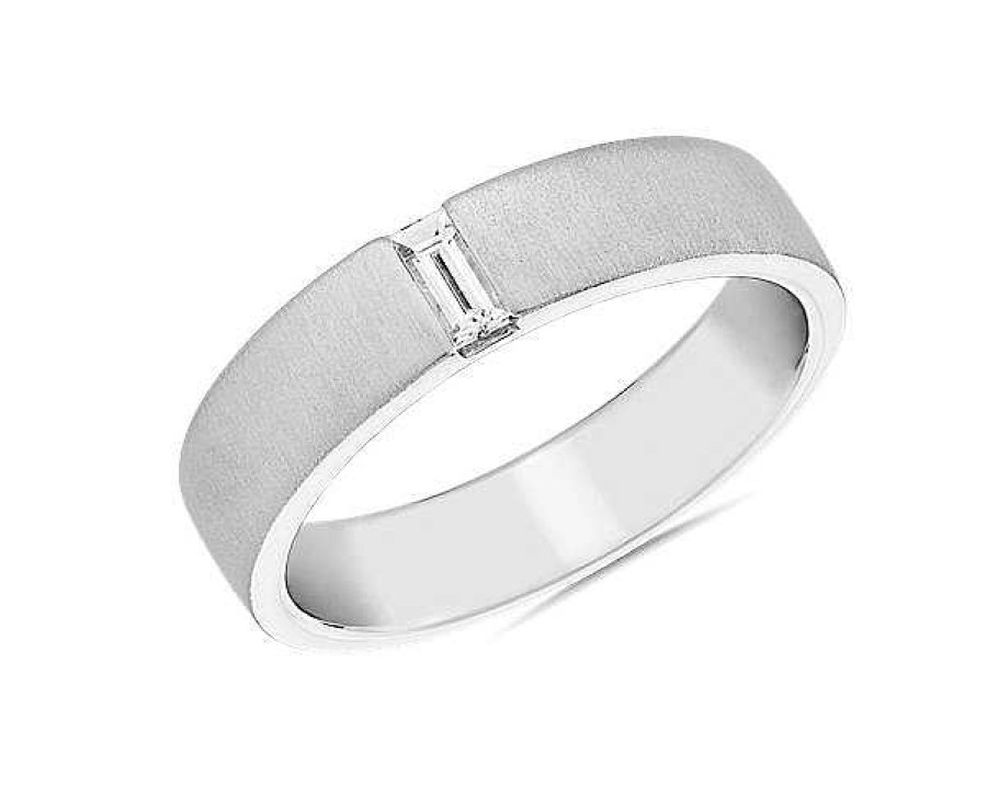 Rings | Blue Nile Zac Zac Posen Brushed Finish Baguette Diamond Ring In Platinum (5 Mm, 1/6 Ct. Tw.)