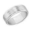 Men'S Rings | Blue Nile Matte Hammered Comfort Fit Wedding Ring In White Tungsten Carbide (8Mm)