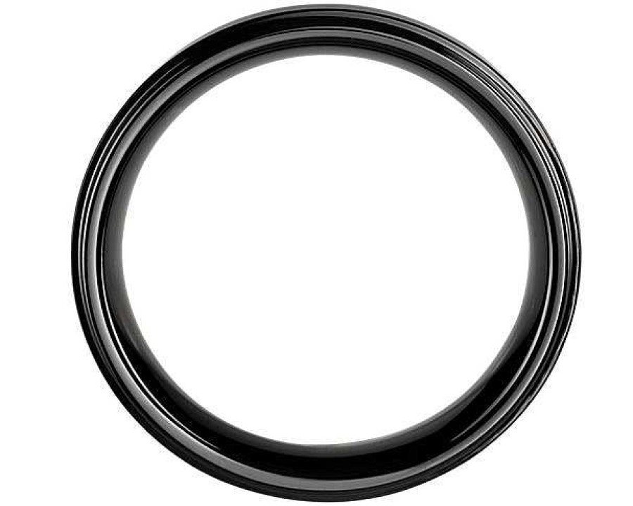 Men'S Rings | Blue Nile Brushed And Polished Comfort Fit Wedding Ring In Black Tungsten Carbide (9Mm)