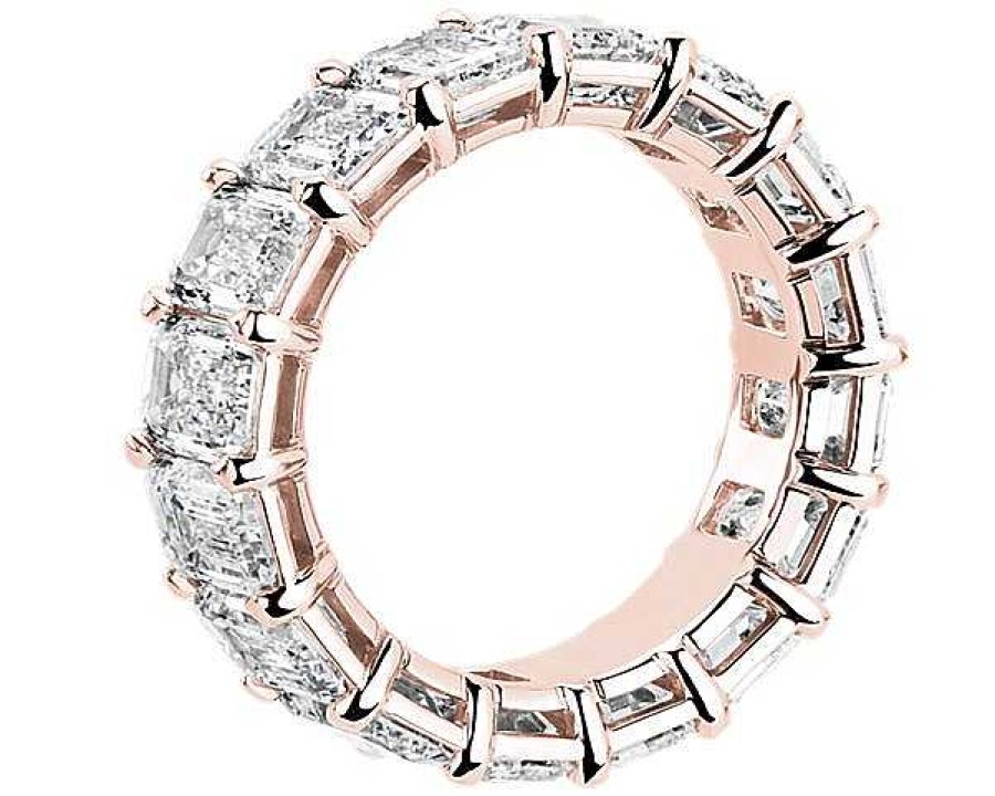 Women'S Rings | Blue Nile Lab Grown Diamond Emerald Cut Eternity Ring In 14K Rose Gold (9 1/2 Ct. Tw.)