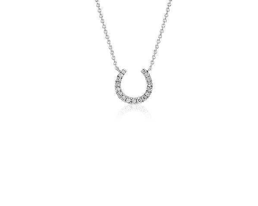 Necklaces | Blue Nile Mini Horseshoe Diamond Necklace In 14K White Gold (1/10 Ct. Tw.)