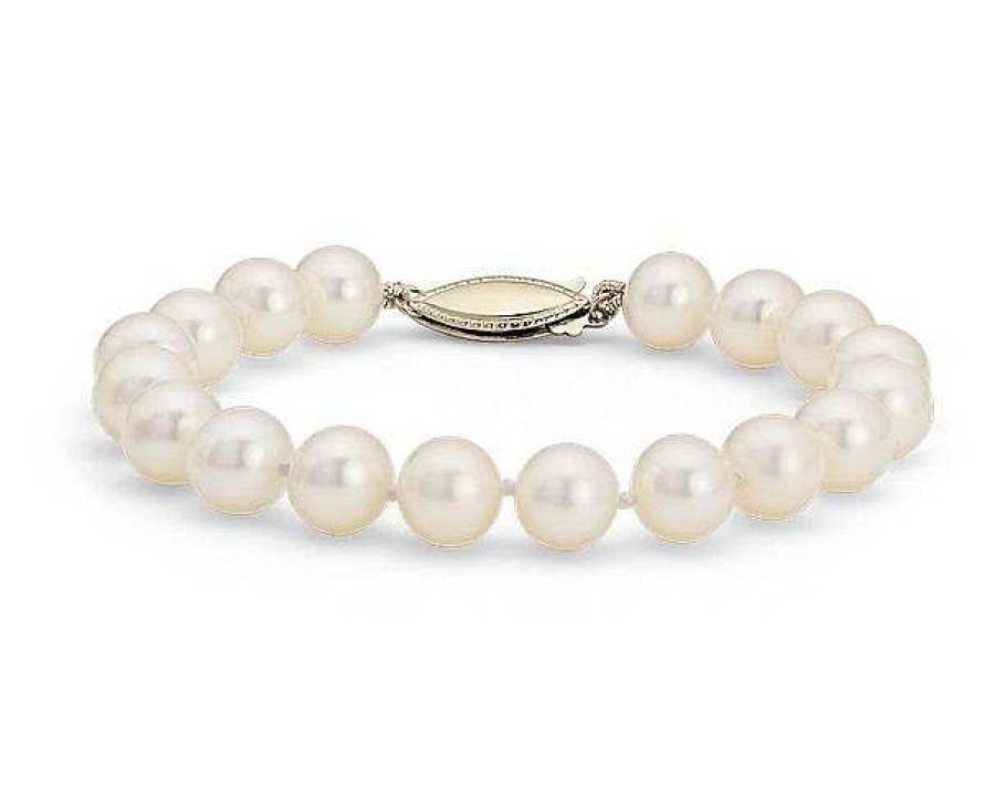 Bracelets | Blue Nile 8" Freshwater Cultured Pearl Bracelet In 14K Yellow Gold (8.0-8.5Mm)