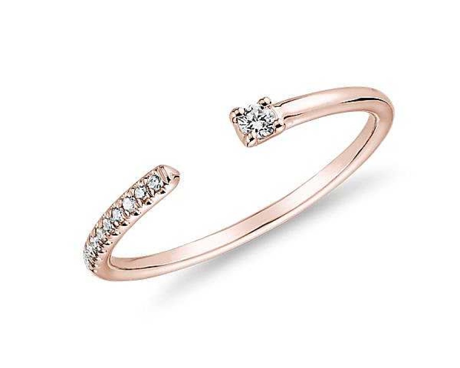 Rings | Blue Nile Ultra Mini Diamond Pav Open Stackable Fashion Ring In 14K Rose Gold