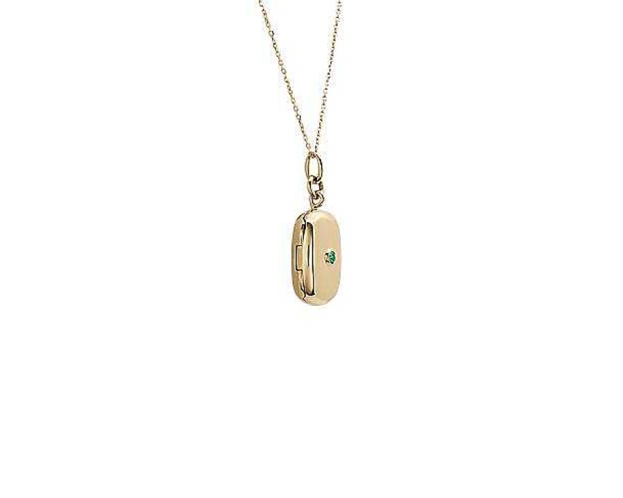 Necklaces | Blue Nile Monica Rich Kosann Rectangular Locket With Round Emerald In 18K Yellow Gold