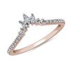 Women'S Rings | Blue Nile Curved Marquise Accent And Pav Diamond Ring In 14K Rose Gold (1/4 Ct. Tw.)