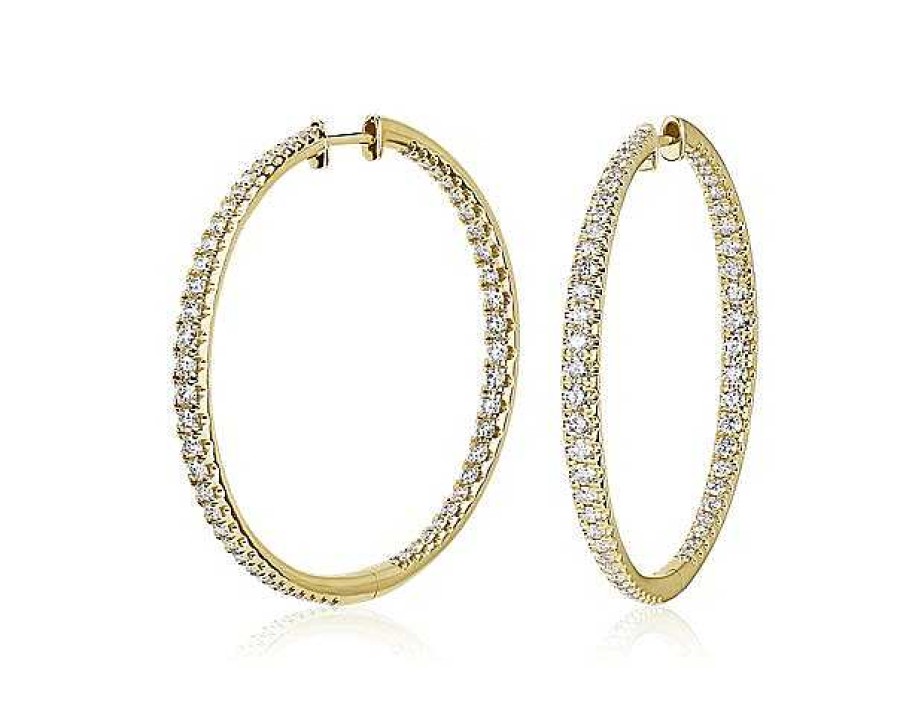 Earrings | Blue Nile Graduating Eternity Diamond Hoop Earrings In 14K Yellow Gold (2 Ct. Tw.)