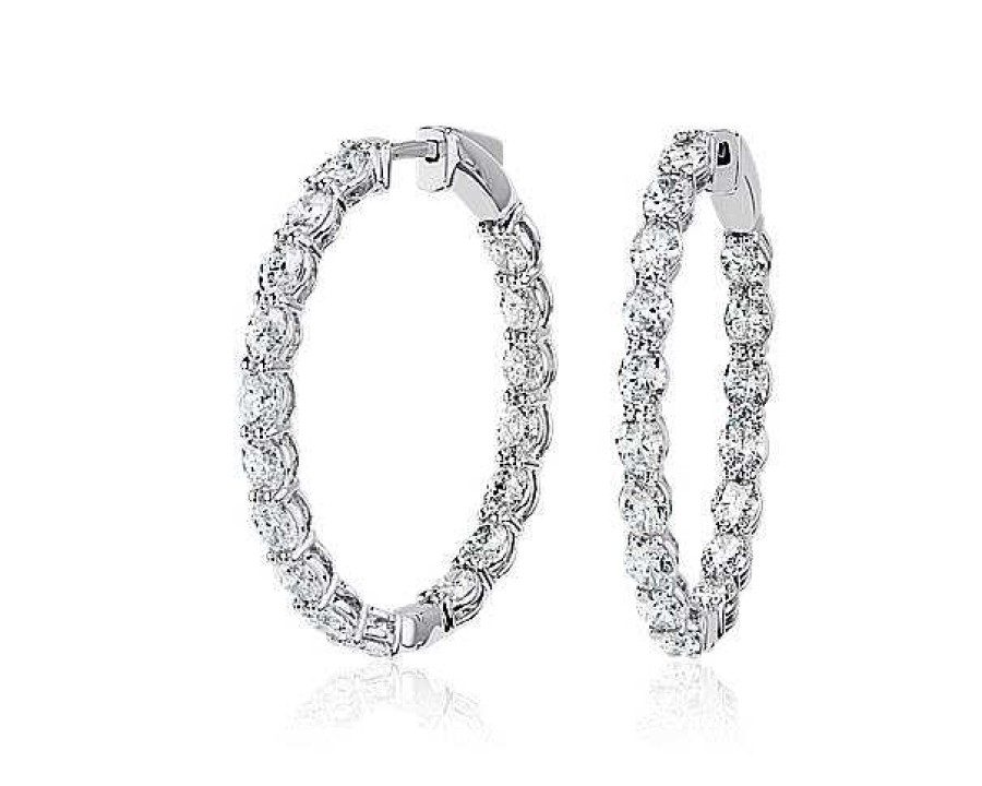 Earrings | Blue Nile Oval Diamond Eternity Hoop Earrings In 14K White Gold (5 Ct. Tw.)