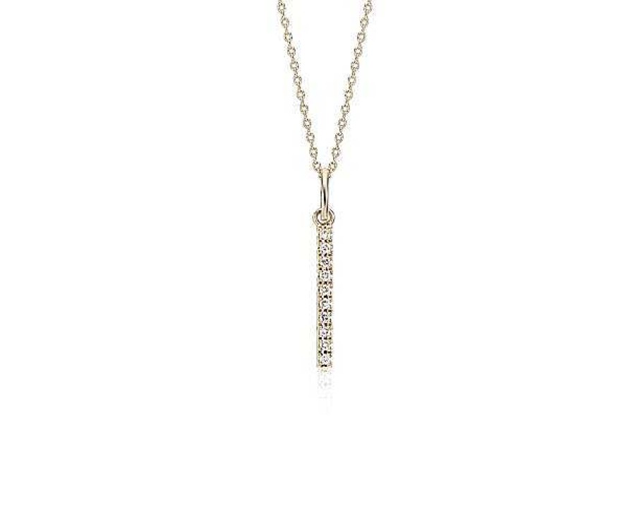 Necklaces | Blue Nile Mini Diamond Vertical Bar Pendant In 14K Yellow Gold