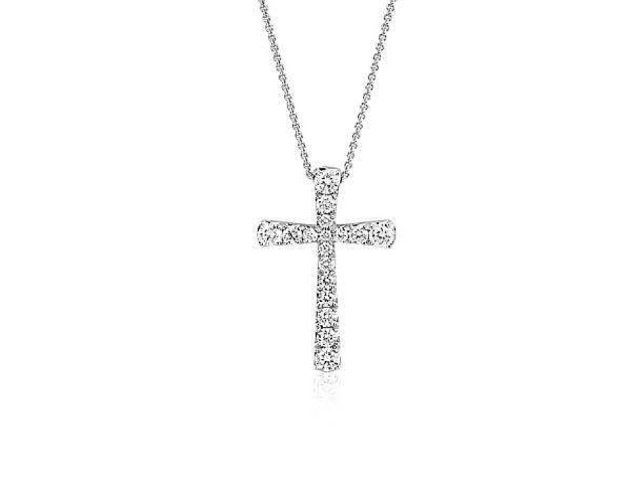 Necklaces | Blue Nile Diamond Cross Pendant In 14K White Gold (1/2 Ct. Tw.)