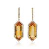 Earrings | Blue Nile Hexagon Citrine And Diamond Drop Earrings In 14K Yellow Gold