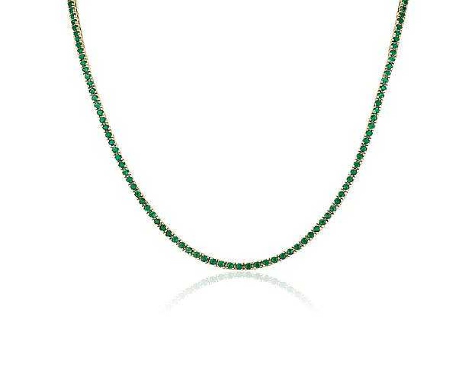 Necklaces | Blue Nile 17.5" Emerald Eternity Necklace In 14K Yellow Gold