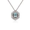 Necklaces | Blue Nile Oval Aquamarine Pendant With Baguette Halo In 14K Rose Gold (6X8Mm)