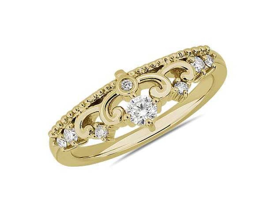 Rings | Blue Nile Intricate Crown Jewel Diamond Ring In 14K Yellow Gold (1/4 Ct. Tw.)