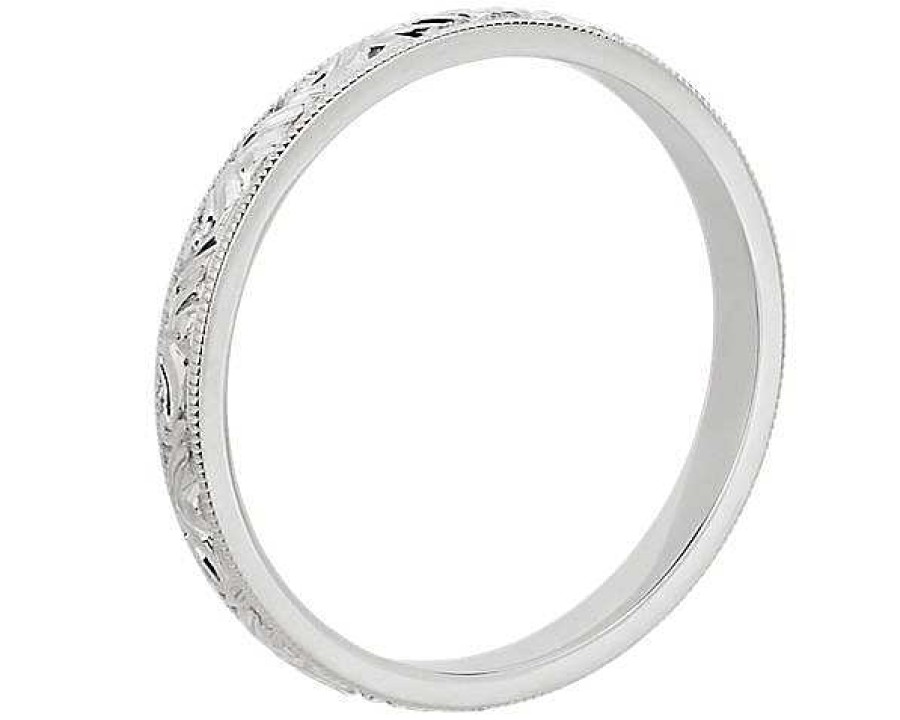 Women'S Rings | Blue Nile Milgrain Swirl Stackable Ring In 18K White Gold (2Mm)