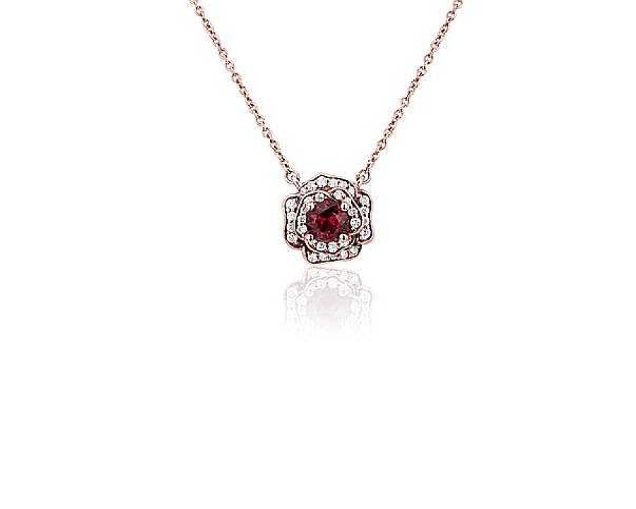 Necklaces | Blue Nile Ruby Rose Pendant In 14K Rose Gold