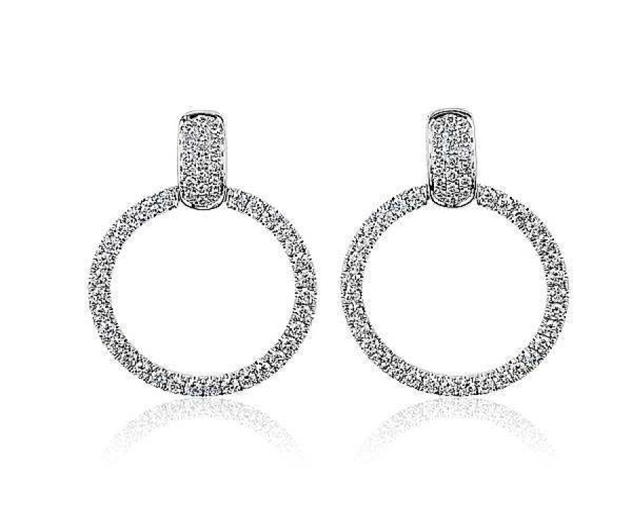 Earrings | Blue Nile Diamond Circle Drop Earrings In 14K White Gold (7/8 Ct. Tw.)