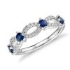 Rings | Blue Nile Sapphire And Diamond Ellipse Anniversary Ring In 14K White Gold (2.8Mm)