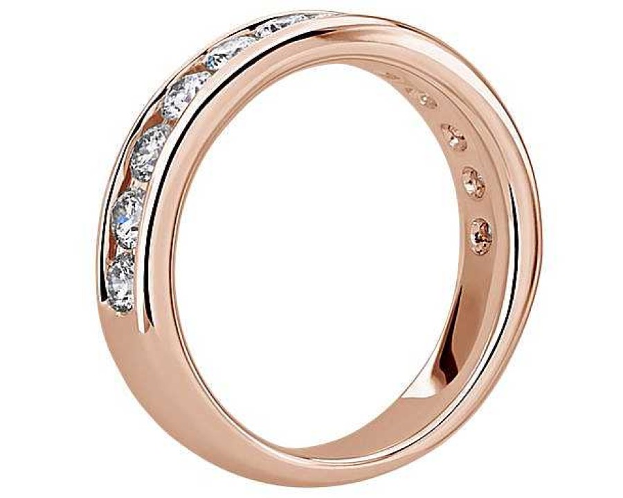 Women'S Rings | Blue Nile Channel Set Round Diamond Ring In 14K Rose Gold (1 Ct. Tw.)