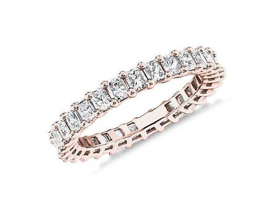 Women'S Rings | Blue Nile Radiant Cut Diamond Eternity Ring In 14K Rose Gold (2 Ct. Tw.)