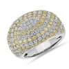 Rings | Blue Nile Extraordinary Collection: Yellow And White Diamond Dome Pav Ring In 18K White And Yellow Gold (3 1/4 Ct. Tw.)