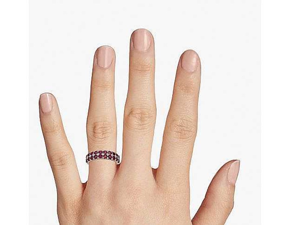 Rings | Blue Nile Ruby And Diamond Double Row Ring In 14K Rose Gold